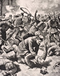 1916年在伦敦出版的“The War Illustrated deLuxe”中，德国和西方士兵之间的交战 作者 英语学校