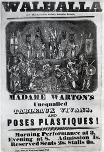 传单广告&39;Madame Warton&39;s Unnequaled Tableaux Vivans and Poses Plastiques&39;，c.1847 作者 英语学校
