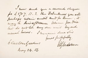 1852年William Eward Gladstone的笔迹和签名 作者 英语学校