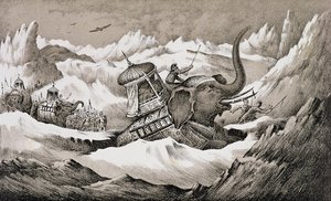 汉尼拔（公元前247-c.183）和他的战争大象穿越阿尔卑斯山 作者 英语学校