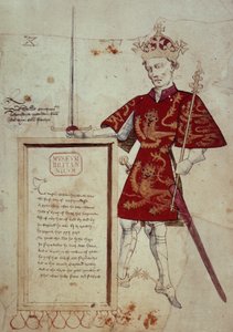 哈雷 4205 fol.1 征服者威廉一世（1027-87 年），选自约 1445-50 年《托马斯-霍尔姆爵士的纹章册》（牛皮纸） 作者 英语学校