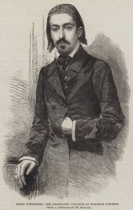亨利·维尼亚夫斯基 (Henri Wieniawski)，于连 (Jullien) 音乐会上的著名小提琴家（版画） 作者 英语学校