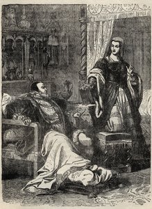 亨利八世和凯瑟琳-帕尔王后（1512-1548）--来自卡塞尔-佩特和加尔平的《英格兰历史》的雕刻作品 作者 英语学校