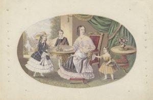 维多利亚女王和家人Queen下，约1851年（aquatint） 作者 英语学校