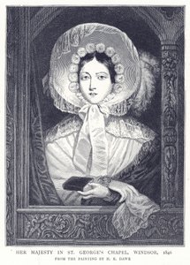 女皇陛下在圣乔治教堂，温莎，1846年 作者 英语学校