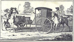 1750年6月26日，公路工人James MacLaine和William Plunkett在Hounslow Heath抢劫Eglinton伯爵（雕刻）。 作者 英语学校