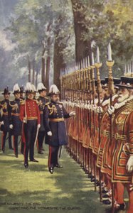 国王陛下检查卫兵的Yeomen 作者 英语学校