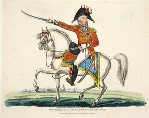 他的殿下，约克公爵，酒吧。理查德·埃文斯（Richard Evans），罗姆尼（Romney）雕刻，1816年威廉·穆德福德（William Mudford）撰写的滑铁卢战役历史记录中的插图 作者 英语学校