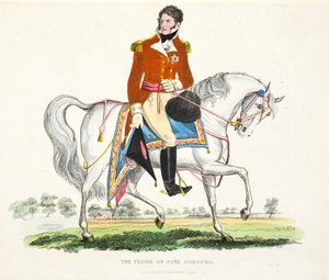他的殿下，英国摄政王，酒吧。作者：理查德埃文斯，罗姆尼，1816年威廉穆德福德滑铁卢战役历史记录中的插图（彩色铭文） 作者 英语学校