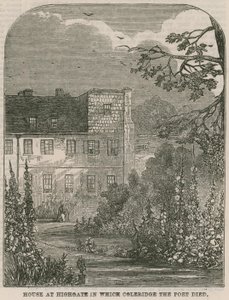 伦敦海格特（Highgate）的众议院，诗人塞缪尔·科勒里奇（Samuel Coleridge）去世 作者 英语学校