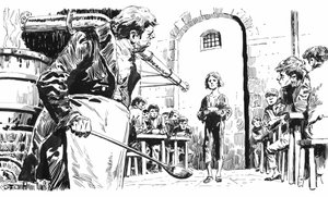 查尔斯-狄更斯的《奥利弗-斯特》插图（笔墨）。 作者 英语学校