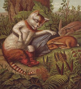 穿靴子的猫》插图（彩色石版印刷） 作者 英语学校