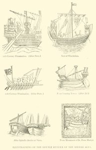 中世纪双舵插图（雕刻） 作者 英语学校