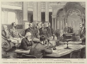 澳大利亚“帝国联邦”，各殖民地代表近期在墨尔本开会（版画） 作者 英语学校