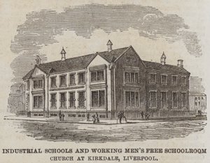 利物浦柯克代尔的工业学校和工人免费教室教堂（雕刻） 作者 英语学校
