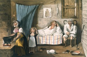 在一个小屋内，来自TH Fielding和J. Walton的英国湖泊的风景如画之旅，由伦敦的R. Ackermann出版，1821年（手工彩色的aquatint） 作者 英语学校