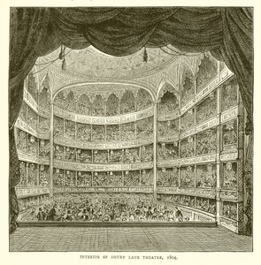 内部的Drury Lane剧院，1804年 作者 英语学校