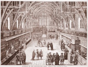 老威斯敏斯特大厅的内部，从1797年出版的印刷品 作者 英语学校