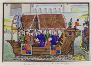 理查二世国王和叛乱者在泰晤士河上的采访（彩色版画） 作者 英语学校