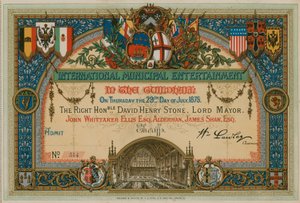 1875年7月29日在伦敦市政厅举行的国际市政娱乐邀请函 作者 英语学校