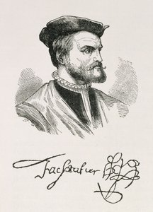 雅克·卡蒂埃（1491-1557）插图来自“美国叙事与批评史”第四卷，1886年 作者 英语学校