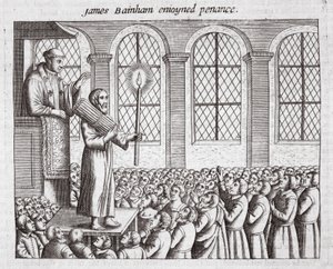 詹姆斯·贝恩汉姆（James Bainham）享受了忏悔，来自使徒和纪念碑的插图，约翰福克斯，第九版，酒吧。 1684 作者 英语学校