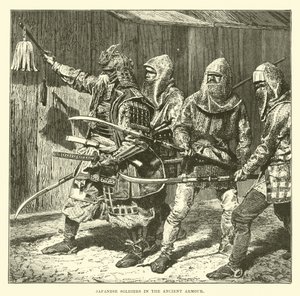 日本士兵在古代盔甲 作者 英语学校