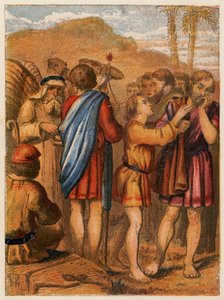 约瑟夫被他的弟兄们卖掉（彩色石版画） 作者 英语学校