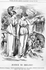 爱尔兰的正义！，由约瑟夫斯温雕刻，来自Punch，1880年1月17日 作者 英语学校