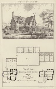 守护者小屋，Broadwell Grove庄园，Oxon（雕刻）。 作者 英语学校
