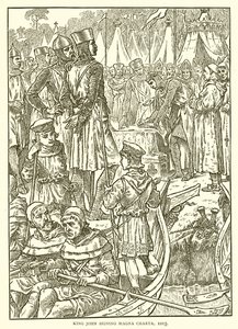 约翰国王签署了大宪章，1215年 作者 英语学校