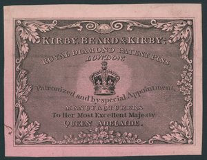 贸易卡，Kirby，Beard和Kirby，Royal Diamond专利销 作者 英语学校