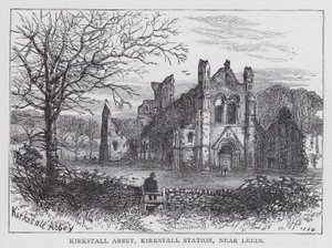 Kirkstall 修道院，Kirkstall 车站，靠近利兹（雕刻） 作者 英语学校