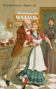 厨房女佣被调戏（彩色石版画） 作者 英语学校