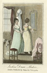 Ladies Dress Maker, pub. 1804 (hand coloured engraving) 作者 英语学校