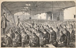 在米德尔塞克斯修正院，Coldbath Fields，伦敦刑事监狱和亨利·梅休和约翰的监狱生活场景中的大型房间（在沉默系统下） 作者 英语学校