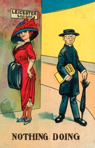 伦敦莱斯特广场，无所事事（彩色平版印刷）。 作者 英语学校
