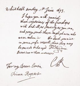1673年6月1日查理二世致鲁珀特王子港的信 作者 英语学校