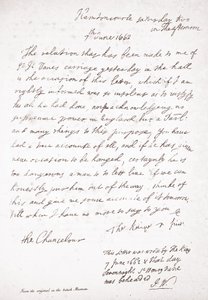 1662年6月7日，查理二世致总理克拉伦登勋爵的信 作者 英语学校