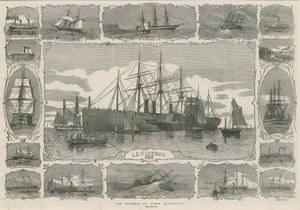 利维坦1858年;显示蒸汽导航进度的图像蒙太奇