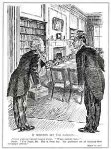 1920年8月，劳埃德·乔治（Lloyd George）进入内阁会议室，里面没有为报纸撰写文章的部长们 作者 英语学校