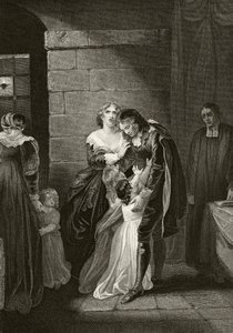 威廉-罗素勋爵在 1683 年 7 月 21 日被处死前与家人告别，摘自 William Hickman Smith Aubrey（1858-1916 年）所著的《英格兰国家和国内史》，约 1890 年在伦敦出版（石版印刷）。 作者 英语学校