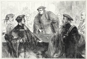 Luther和Zwingle在Marburg讨论，James Aitken Wylie（1808-1890），酒吧的新教历史插图。 1878年 作者 英语学校