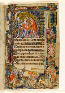 MS 1-2005，关注。 39r：大卫和小号手的膏抹，起源于Macclesfield Psalter，使用Sarum，东安格利亚，c.1330 作者 英语学校