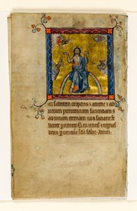MS 1-2005，关注。 8v：基督在审判中，来自Macclesfield Psalter的缩影，使用Sarum，东安格利亚，c.1330 作者 英语学校
