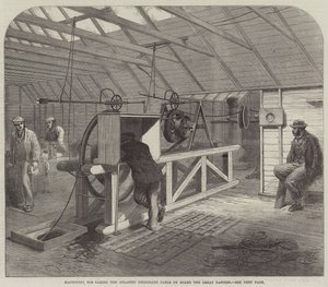 将大西洋电报电缆装上大东方号的机器（雕刻） 作者 英语学校