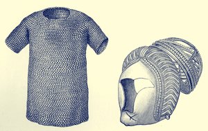 公元 450 年前的邮服和银头盔，摘自《英国人简史 作者 英语学校
