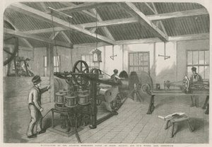 在东格林威治的Glass Elliott and Co.s工厂生产大西洋海底电缆 作者 英语学校