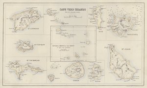 地图：佛得角群岛，摘自《海军部测量图》（彩色石印版） 作者 英语学校