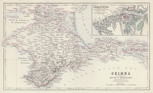 地图：克里米亚，根据 Huot 和 Demidoff 绘制，由爱丁堡的 J Bartholomew 绘制和雕刻；塞巴斯托波尔，根据在柏林出版的缩小版原始俄罗斯平面图绘制（彩色石版）。 作者 英语学校